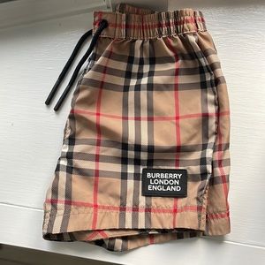 Burberry Swim Trunks 12 months Logo Appliqué Vintage Check Swim Shorts